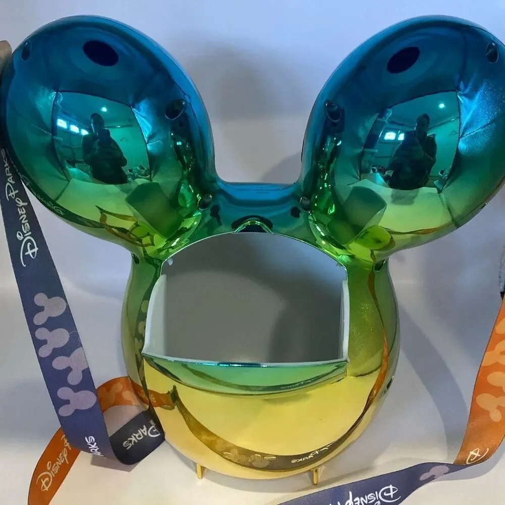Disney Parks Mickey Mouse Balloon Popcorn Bucket Iridescent Chrome